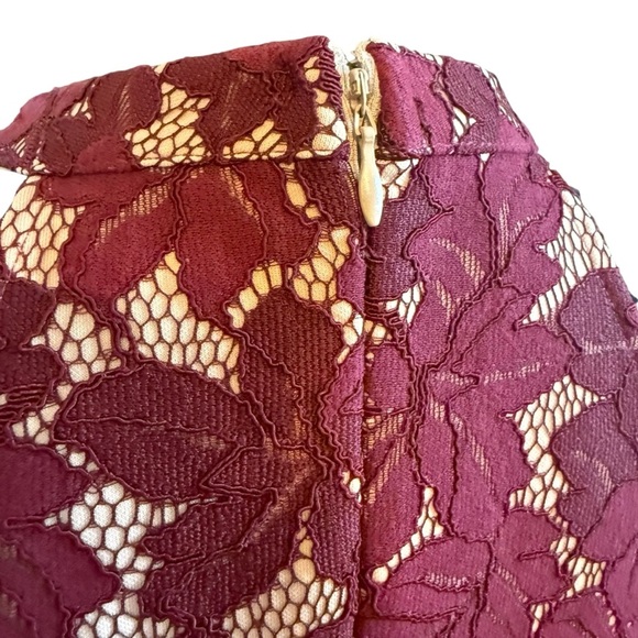 Altar'd State Burgundy Lace Halter Fit and Flare Mini Dress (Skater Style) - Picture 3 of 8